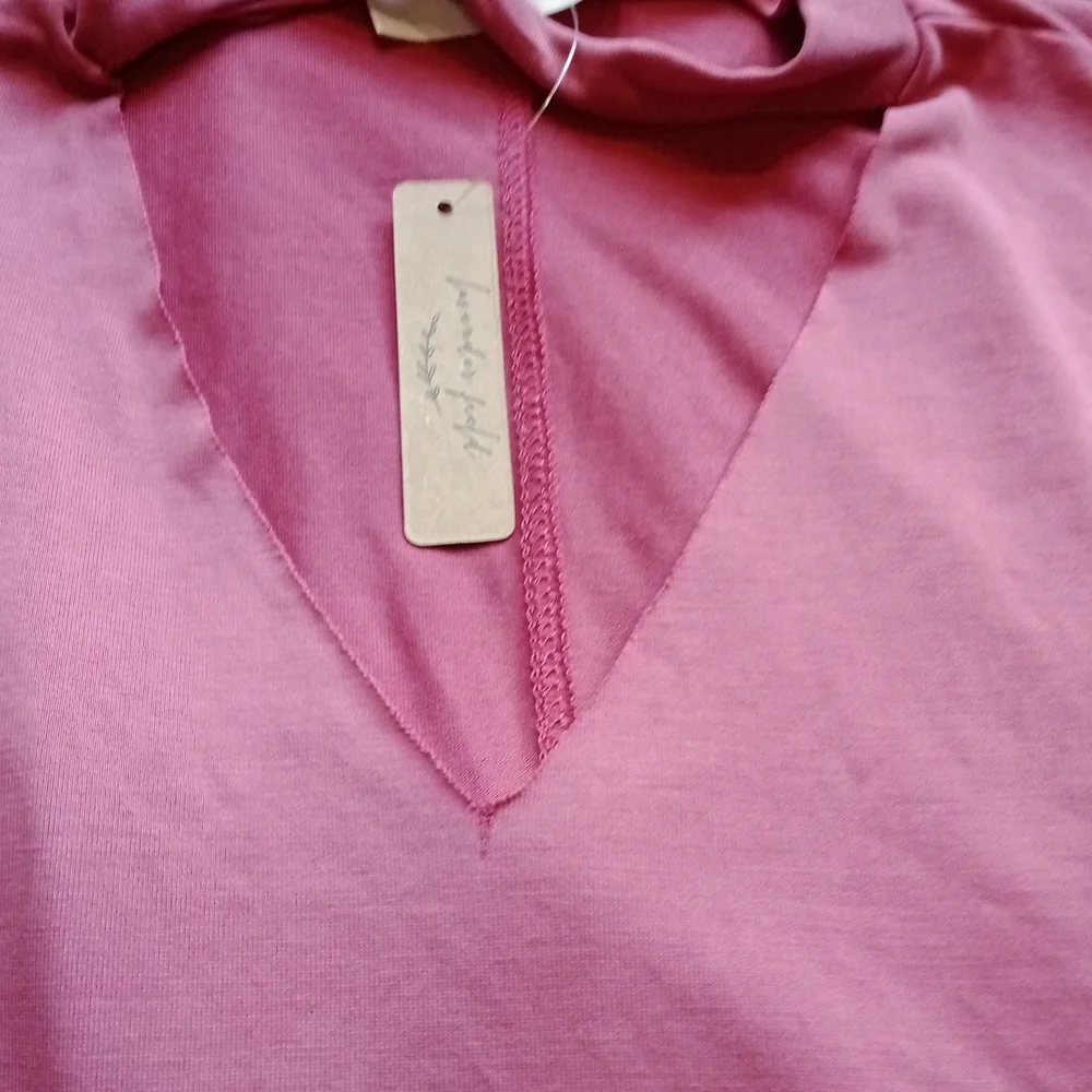 NWT Anthropologie Lavender Field Statement Neckline Rose Colored SL Top Sz S - Picture 10 of 11